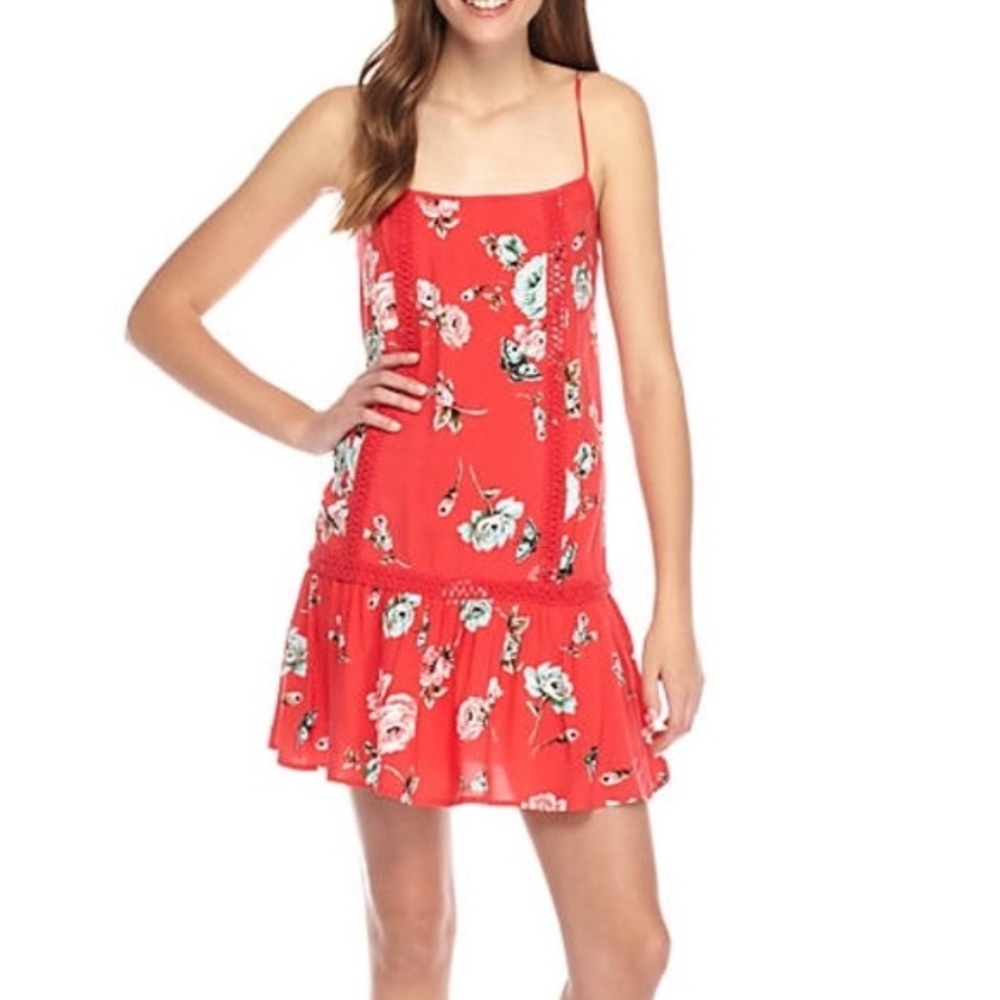 Floral Tank Dress Coral Size XS boho love fire EUC